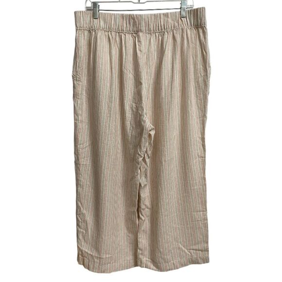 Croft & Barrow Linen Blend Pull On Capri Pants Women's Size L Stripes Neutral - Picture 8 of 13